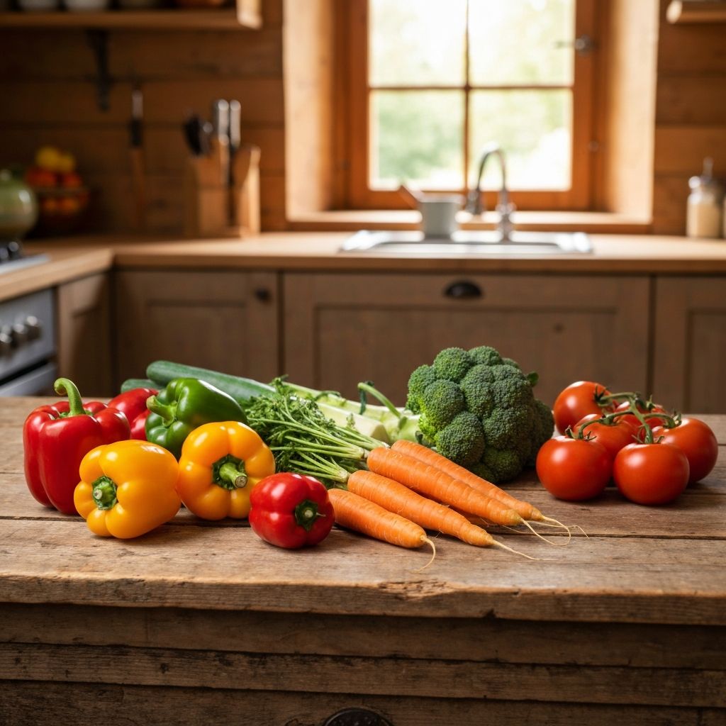 Frisches Gemüse auf einem Holztisch