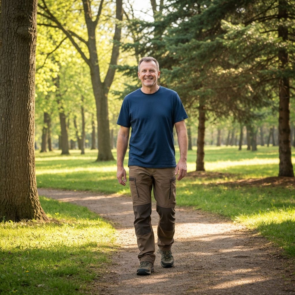 Mann bei einem Spaziergang in der Natur
